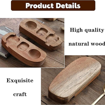 1 set - Wooden egg holder - with spoon - Stylish tray - Sturdy design - Suitable for breakfast, brunch, picnic and everyday use.