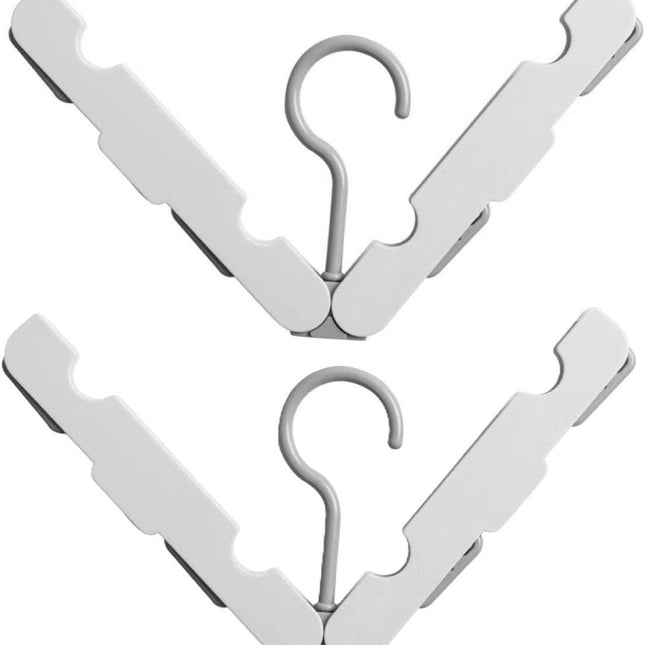 Folding Clothes Rack (Two-Piece Pack) - Hanging Clothes Rack - Portable Folding Hanger with Hook - Ideal for Travel, Campers, Travelers and Small Spaces - Grayish White.