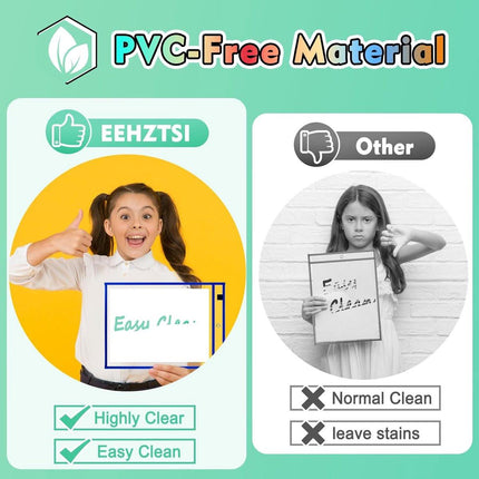 Erasable and Writable Folders - Pack of 20 | Includes 20 water-based whiteboard markers and 2 erasers - Transparent plastic folders/protective covers - Drawing and tracing bags for young children - Erasable and writable - Random colors.