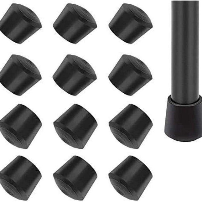 Chair Leg Covers - 12-Piece Rubber Chair Leg Covers - Chair Covers - 1 Inch Chair Leg Covers - Black.
