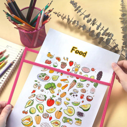 Erasable and Writable Folders - Pack of 30 | Includes 30 water-based whiteboard markers and 1 eraser - Transparent plastic folders/protective sleeves - Drawing and tracing bags for young children - Erasable and writable - Random colors.