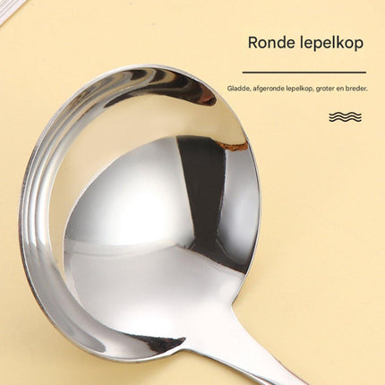 Spoons - 2-Piece Set - Stainless Steel Soup Spoon with Bamboo Handle - Long Handle Soup Spoon - Soup Spoon - Strainer - Strainer Set - Durable and Comfortable Kitchen Utensils.