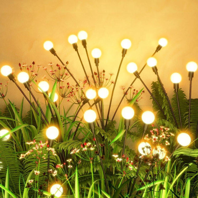 Outdoor Lighting - Solar Garden Lighting - Mood Lamp - LED Solar Garden Lamp - Firefly Shaped - 10 Pots x 2 - Waterproof for Outdoor Use - Suitable for Decorating Patio Paths - Warm Tones.