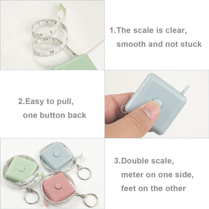 Tape Measure - Extendable Tape Measure - Small Tape Measure - 1.5 m Extendable Tape Measure for Sewing and Crafts, Body Measurements, Weaving Fabrics - Set of 3 (Blue, Pink, Green).