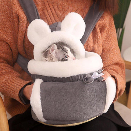 Cat Bed - Backpack for Pet Travel - Can be used as a cat basket indoors - Side pockets to keep your hands warm - Wide shoulder straps - Best choice for traveling with small pets (Gray, Size M: 25*25*21).