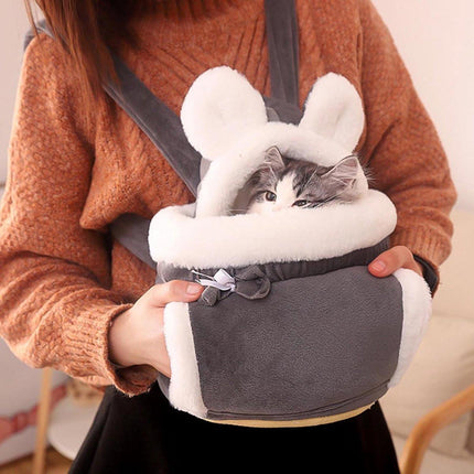 Cat Bed - Backpack for Pet Travel - Can be used as a cat basket indoors - Side pockets to keep your hands warm - Wide shoulder straps - Best choice for traveling with small pets (Gray, Size M: 25*25*21).
