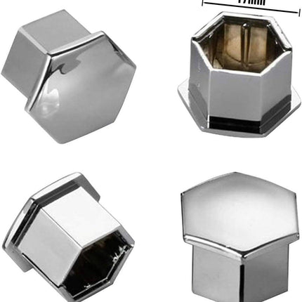 Universal wheel bolt covers (20 pieces) - 17 mm wheel bolt cover - wheel bolt cover - hexagon nut protector - with puller - suitable for all car brands (silver).