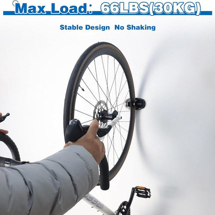 Bicycle Wall Mount - Up to 60 kg Load Capacity - For Tires 27-83 mm - Space-Saving Suspension for Garage & Home.