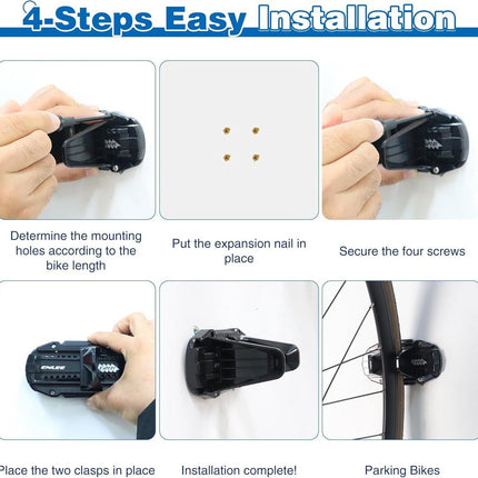 Bicycle Wall Mount - Up to 60 kg Load Capacity - For Tires 27-83 mm - Space-Saving Suspension for Garage & Home.