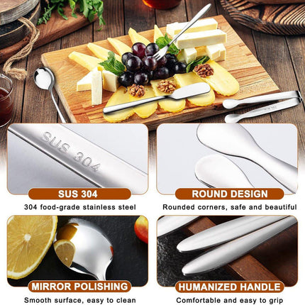 cutlery set - 14-piece set - cheese knife | pastry forks| oval coffee spoons | kitchen tongs & serving tongs.