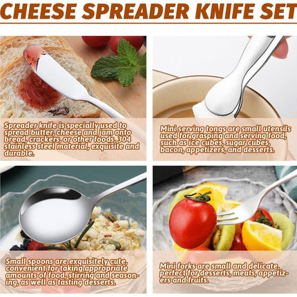 cutlery set - 14-piece set - cheese knife | pastry forks| oval coffee spoons | kitchen tongs & serving tongs.