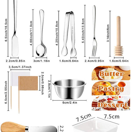 cutlery set - 14-piece set - cheese knife | pastry forks| oval coffee spoons | kitchen tongs & serving tongs.