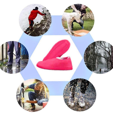 Overshoes - 1 Pair - Waterproof Silicone Overshoes - Reusable, Non-slip, Suitable for Outdoor Activities (Pink - Size M).