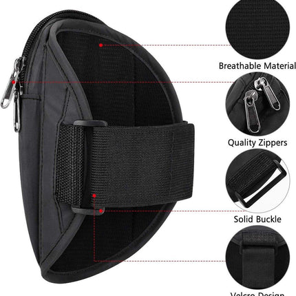 Sports Bag - Running Armband - Phone Holder for Running - Reflective Sports Accessories - With Adjustable Shoulder Strap - Suitable for Running, Camping and Hiking (Black).