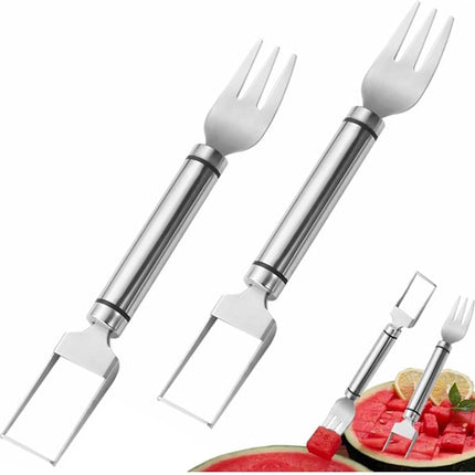 Watermelon Fork - Multifunctional Watermelon Slicer - Fruit Cutter - Portable Tool 2-Piece Set.