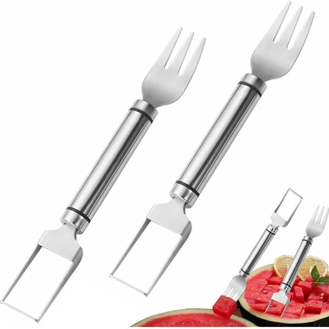 Watermelon Fork - Multifunctional Watermelon Slicer - Fruit Cutter - Portable Tool 2-Piece Set.