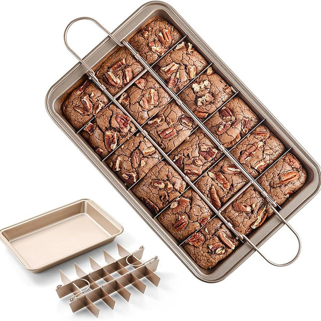 Baking Pan - Cake Pan - Bread Baking Pan - Baking Tray - With Cutting Aid Function - With Non-Slip Handle - Suitable for making cakes, chocolate, pastries, pies, cookies, etc. - 30 x 20 x 5 cm.