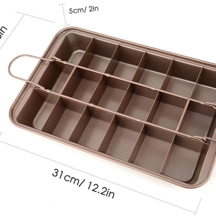 Baking Pan - Cake Pan - Bread Baking Pan - Baking Tray - With Cutting Aid Function - With Non-Slip Handle - Suitable for making cakes, chocolate, pastries, pies, cookies, etc. - 30 x 20 x 5 cm.