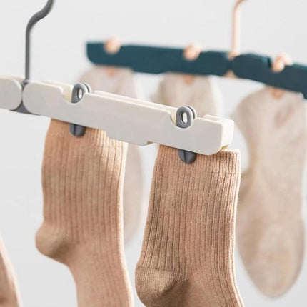 Folding Clothes Rack (Two-Piece Pack) - Hanging Clothes Rack - Portable Folding Hanger with Hook - Ideal for Travel, Campers, Travelers and Small Spaces - Dark Green.
