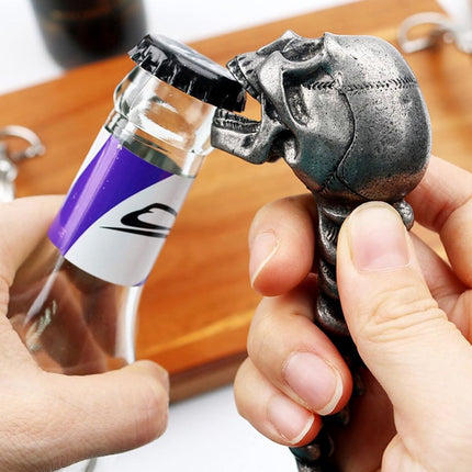 Skeleton Bottle Opener - Beer Opener - Robust Stainless Steel with Ergonomic Grip - Keychain Size - For Bar & Party.