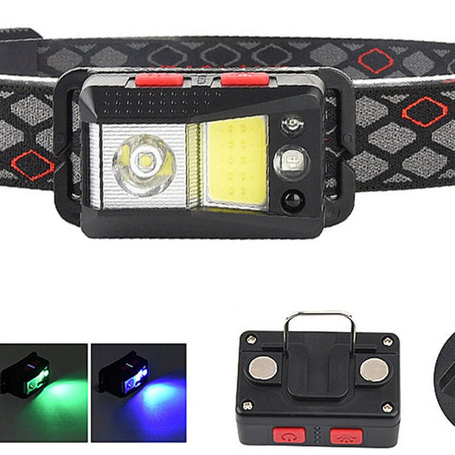 headlamp LED rechargeable - headlight - outdoor bicycle lamp - rechargeable night light - high-intensity LED headlamp - gaze sensor - COB headlamp.