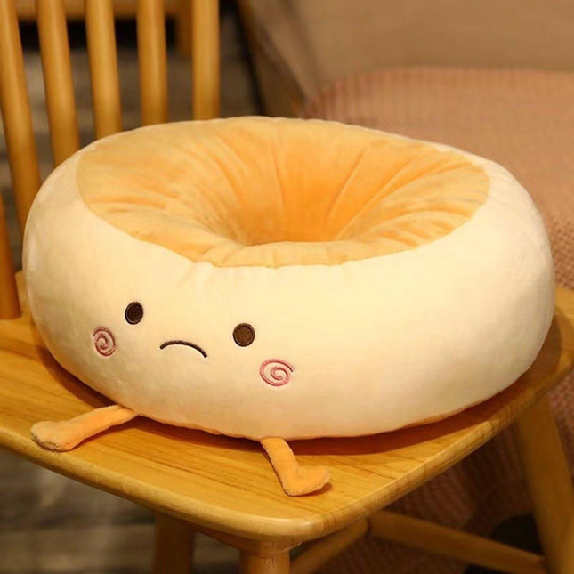 Round Seat Cushion - Round Chair Cushion - Donut Seat Cushion - Cute and Soft Decorative Cushion - Cartoon Design - Suitable Chairs for Bedrooms, Schools and Offices - 38*38*14cm (Sad Style).
