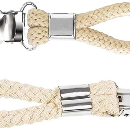 Set of 4 - Woven Cotton Ring, Metal Towel Clips - Hanging Ring and Storage Clips - Suitable for Home, Bedroom and Bathroom - Multifunctional.