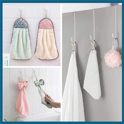Set of 4 - Woven Cotton Ring, Metal Towel Clips - Hanging Ring and Storage Clips - Suitable for Home, Bedroom and Bathroom - Multifunctional.