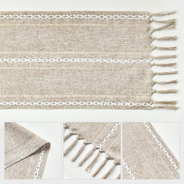 Table Runner - Christmas Table Runner - Fabric Table Runner - Cotton Table Runner - Washable Cotton Table Runner - Suitable for Family Table Decoration, Wedding Decoration, Party Decoration (33cm*220cm).