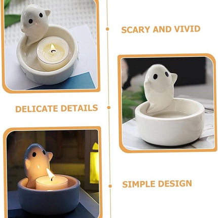 Candle Holder - 1-Piece - Ceramic Ghost Candle Holder - Cute Ghost Ornament - Birthday Gift - Desk Decoration.