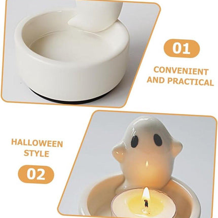Candle Holder - 1-Piece - Ceramic Ghost Candle Holder - Cute Ghost Ornament - Birthday Gift - Desk Decoration.