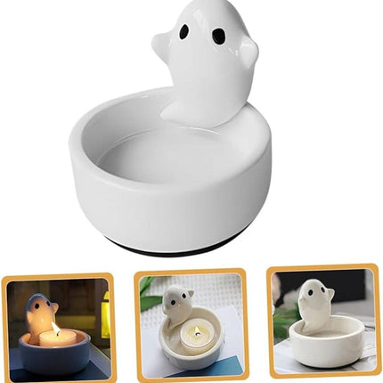Candle Holder - 1-Piece - Ceramic Ghost Candle Holder - Cute Ghost Ornament - Birthday Gift - Desk Decoration.