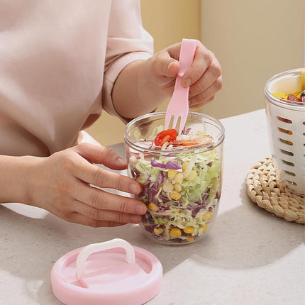 Fruit Bowl - Salad Bowl - Leakproof reusable food container with lid and draining basket - Suitable for work, school, and travel. - 650 ml (Purple).