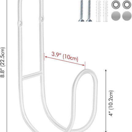 Garden Hose Hanging System - Wall Mount for Neat Storage - Stainless Steel Frame - White.