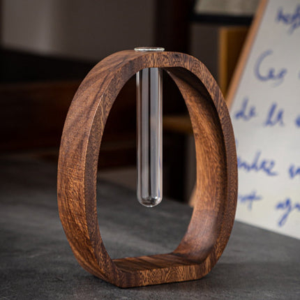 Vase - Solid Wood Vase - Desk Plant Growing Rack - Made of Wood and Bamboo - Enhances the modern decor of your home and office environment (S: 9.5*7*4 cm).