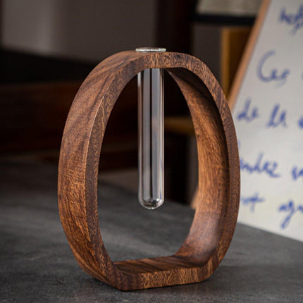 Vase - Solid Wood Vase - Desk Plant Growing Rack - Made of Wood and Bamboo - Enhances the modern decor of your home and office environment (S: 9.5*7*4 cm).