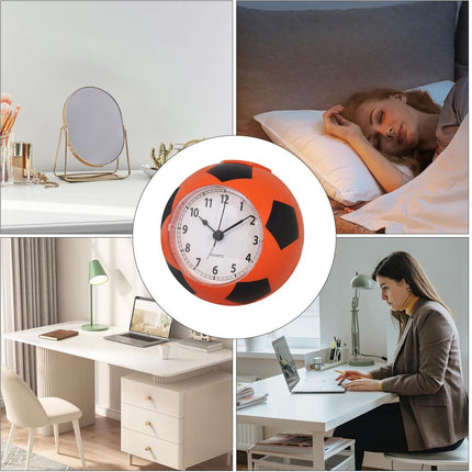 Football Alarm Clock - Silent Non-Ticking Desk Clock | Kids Bedside Clock | Cute football design, easy-to-read analog display, perfect for kids' bedrooms, great birthday gift for boys and girls - Orange.