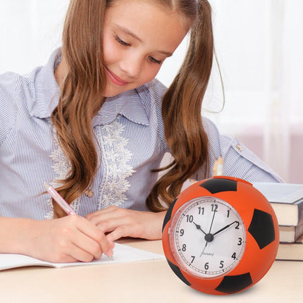 Football Alarm Clock - Silent Non-Ticking Desk Clock | Kids Bedside Clock | Cute football design, easy-to-read analog display, perfect for kids' bedrooms, great birthday gift for boys and girls - Orange.