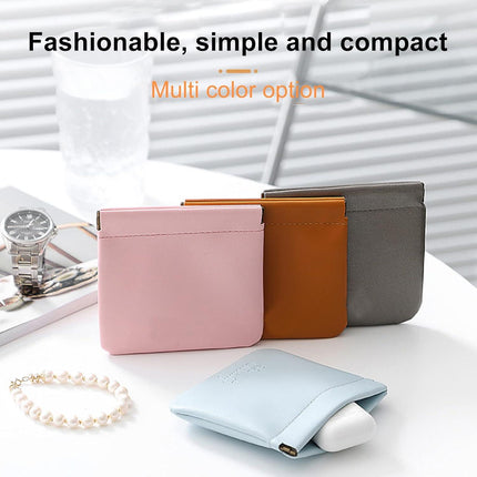 5pcs Lambskin Pocket Cosmetic Bag Makeup Pouch for Women Mini Makeup Bag Travel Storage -Waterproof Portable Squeeze Top Self-closing.