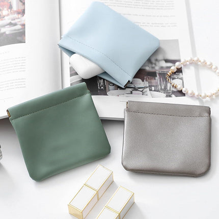 5pcs Lambskin Pocket Cosmetic Bag Makeup Pouch for Women Mini Makeup Bag Travel Storage -Waterproof Portable Squeeze Top Self-closing.