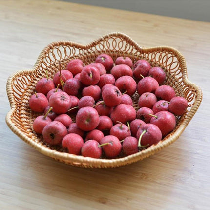 1pc Rattan Fruit Basket, Hand Woven Bread Basket, Tabletop Round Wicker Food Serving Storage Bowl, Natural Woven Decorative Baskets for Home Kitchen Counter Organizing.