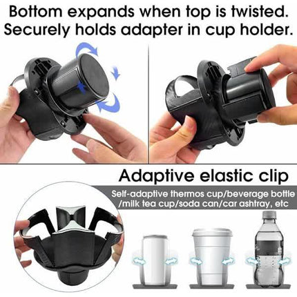 Two-in-one - Multifunctional - Car Cup Holder - Car Cup Holder - Extension Adapter - Rotatable and Adjustable Double Bottle Holder.