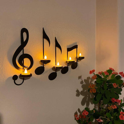 Music Note Candlestick - Wall Decoration - Wrought Iron Candlestick - Wall Decoration - Candle Holder.