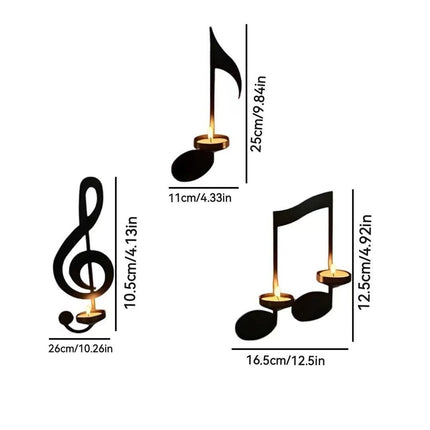 Music Note Candlestick - Wall Decoration - Wrought Iron Candlestick - Wall Decoration - Candle Holder.