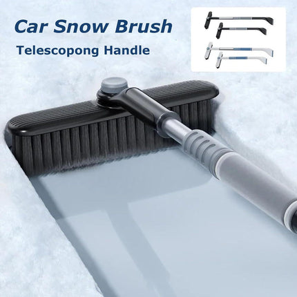 3-in-1 Snow Brush and Ice Scraper for Car Windows - Extendable Snow Remover - 360° Rotating Snow Brush and Ice Scraper with Long Handle (Gray).