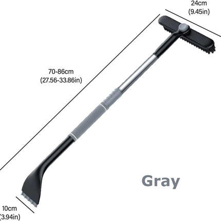 3-in-1 Snow Brush and Ice Scraper for Car Windows - Extendable Snow Remover - 360° Rotating Snow Brush and Ice Scraper with Long Handle (Gray).