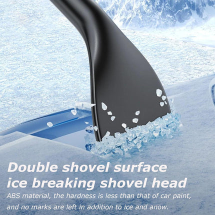 3-in-1 Snow Brush and Ice Scraper for Car Windows - Extendable Snow Remover - 360° Rotating Snow Brush and Ice Scraper with Long Handle (Gray).