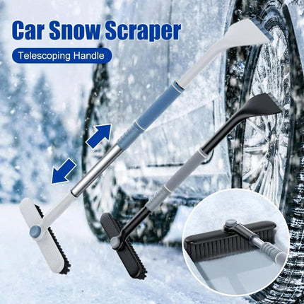 3-in-1 Snow Brush and Ice Scraper for Car Windows - Extendable Snow Remover - 360° Rotating Snow Brush and Ice Scraper with Long Handle (Gray).