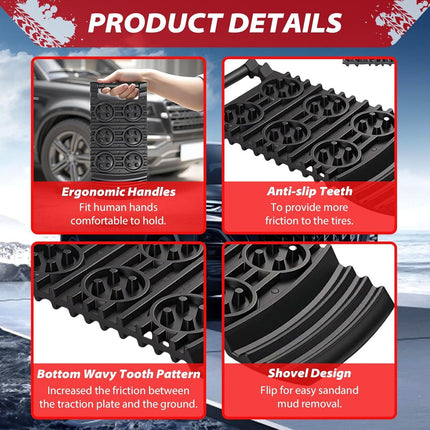 Off-Road Traction Plates | Pack of 2 - Portable emergency tool for extra grip on snow, ice, mud, and sand, suitable for cars, SUVs, ATVs, UTVs, and motorcycles..
