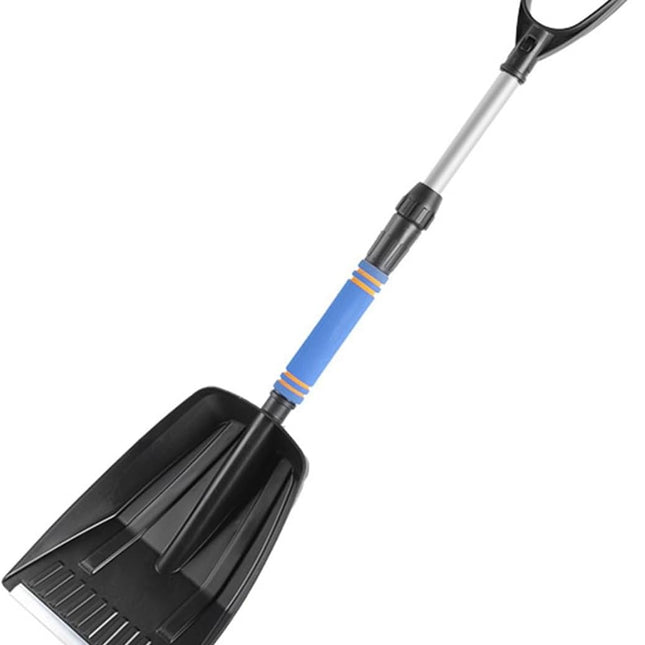 Folding Snow Shovel - Large Capacity | Lightweight & Portable - Wide Snow Clearing Range with Ergonomic D-Shaped Handle and Aluminum Blade - Snow Shovel for Outdoor, Car, Garden, Camping, Driveway（Blue）.